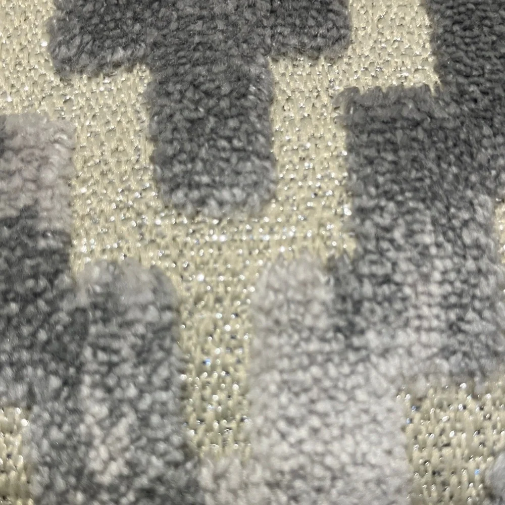 Neutral Chevron Velvet Lumbar Pillow - Silver & Cream & grey - Picture 5 of 9